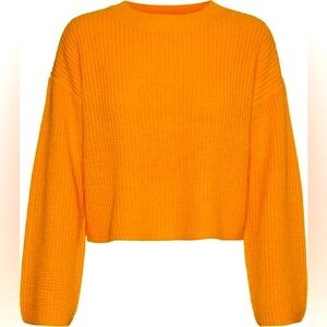 Cropped ribbed sweater in mustard yellow